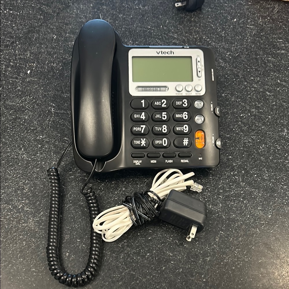 Black Corded Phone with LCD Display and Numeric Keypad